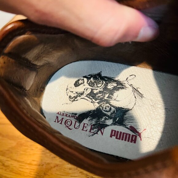 Alexander McQueen + Puma Brown Leather Sneakers Women's Size 9 - Picture 12 of 16